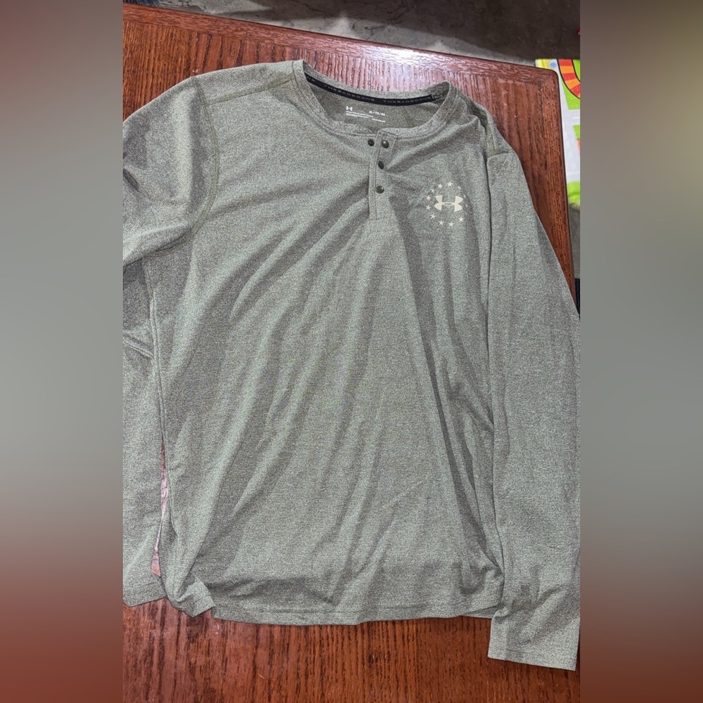 Under Armour Heathered Olive Long Sleeve Performance Polo